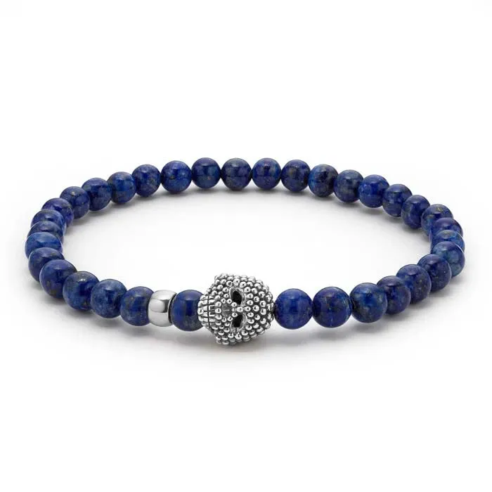 LAGOS Anthem Lapis Skull Bracelet in Sterling Silver - Size Medium