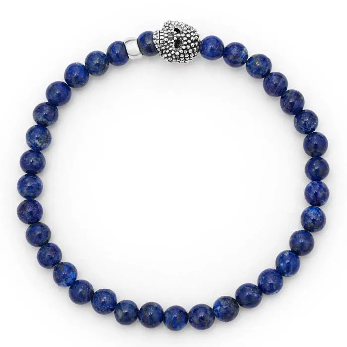 LAGOS Anthem Lapis Skull Bracelet in Sterling Silver - Size Medium