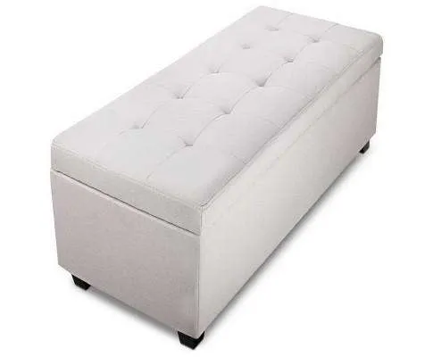 Large Fabric Storage Ottoman - Beige