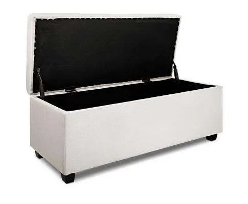 Large Fabric Storage Ottoman - Beige