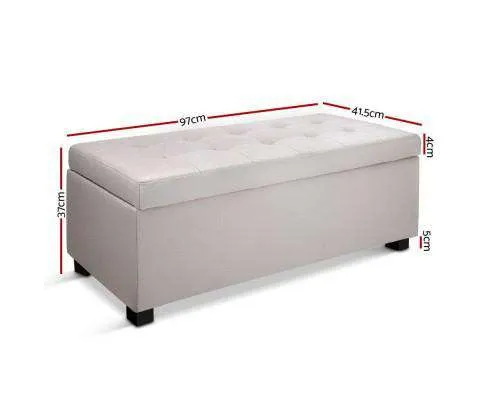 Large Fabric Storage Ottoman - Beige