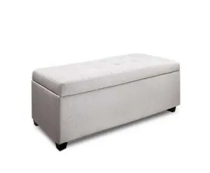 Large Fabric Storage Ottoman - Beige