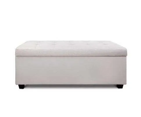 Large Fabric Storage Ottoman - Beige
