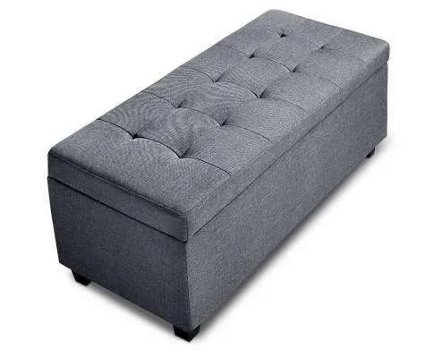 Large Fabric Storage Ottoman - Grey