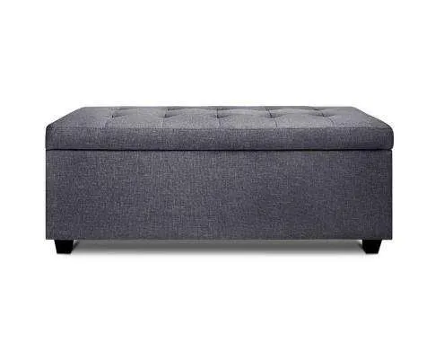 Large Fabric Storage Ottoman - Grey