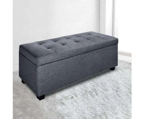 Large Fabric Storage Ottoman - Grey