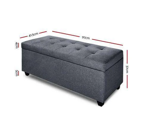 Large Fabric Storage Ottoman - Grey
