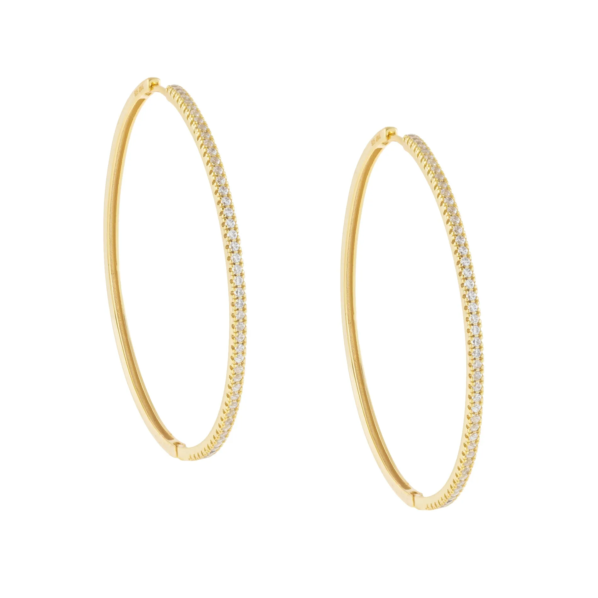 Large Pave Thin Hoop Earring