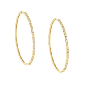 Large Pave Thin Hoop Earring