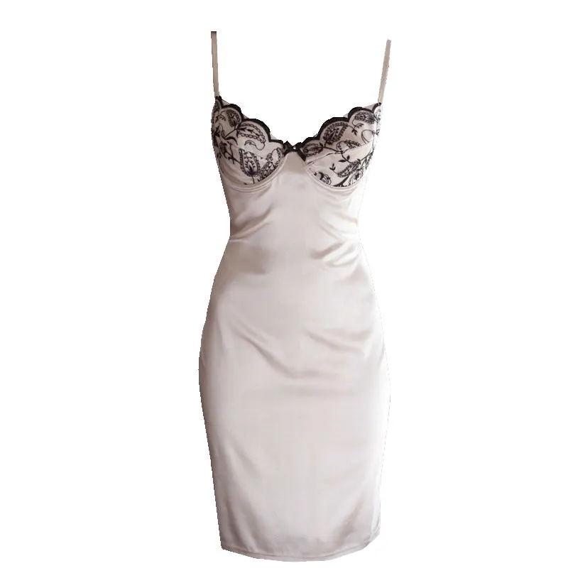 Latte Embroidered Lace Slip