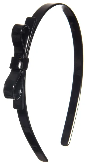 Lilies & Roses Thin Bow Headband-Black Glitter