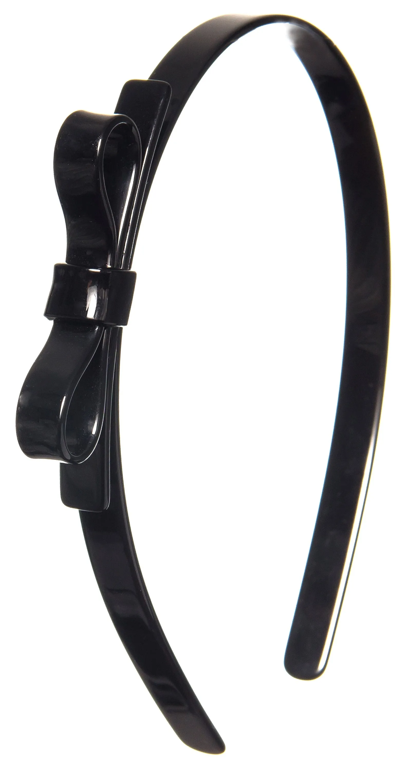 Lilies & Roses Thin Bow Headband-Black Glitter