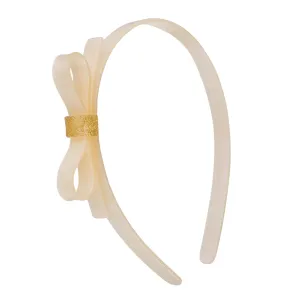 Lilies & Roses Thin Bow Headband - Pearlized White