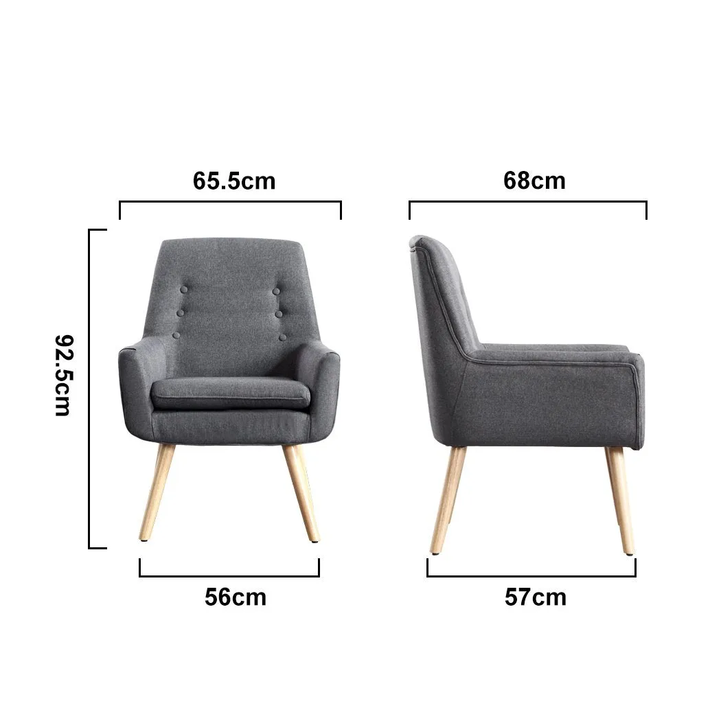 Luxury Upholstered Armchair Single Accent Sofa Padded Fabric