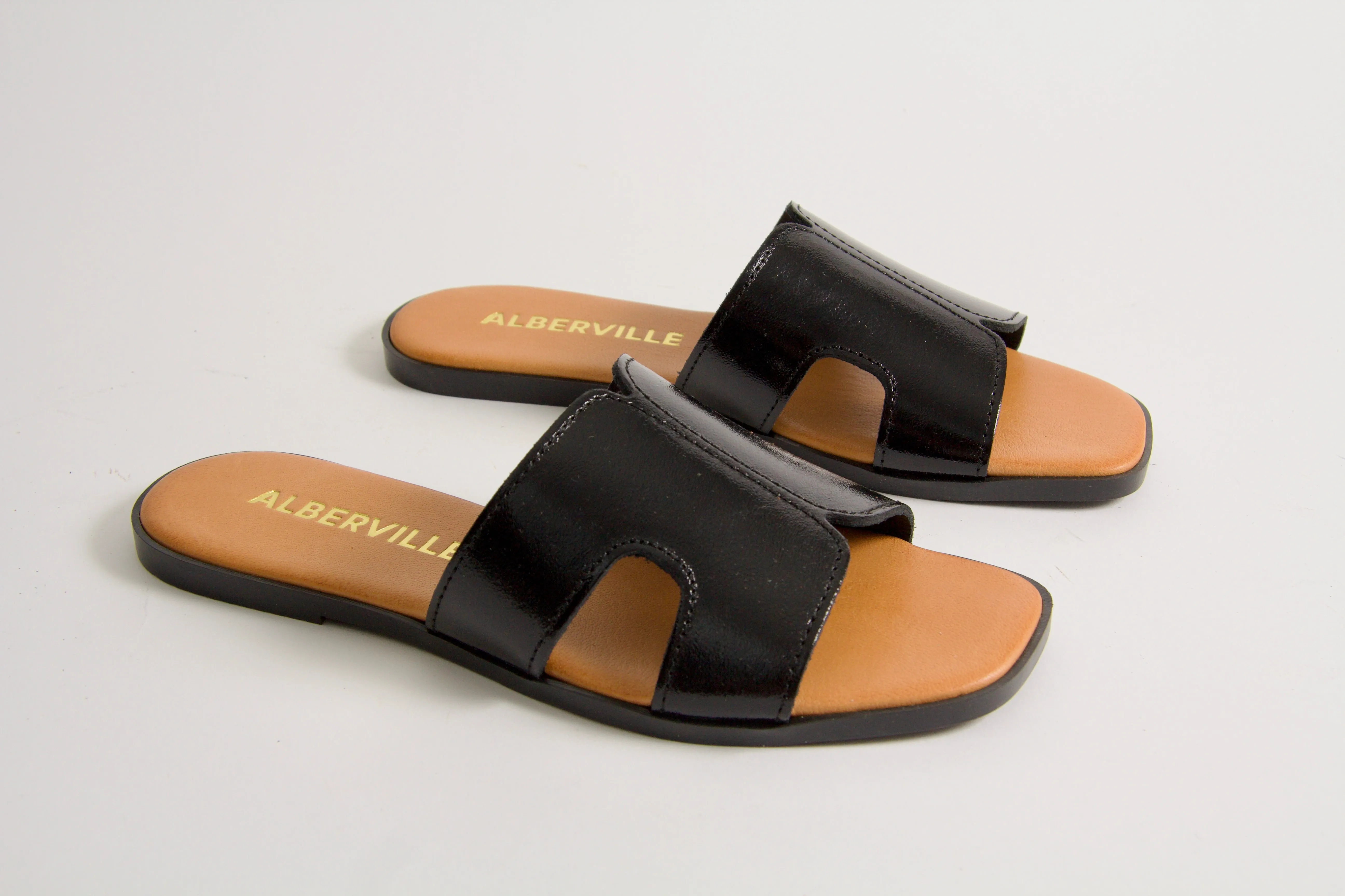 Marilyn Black Patent Leather Sandals