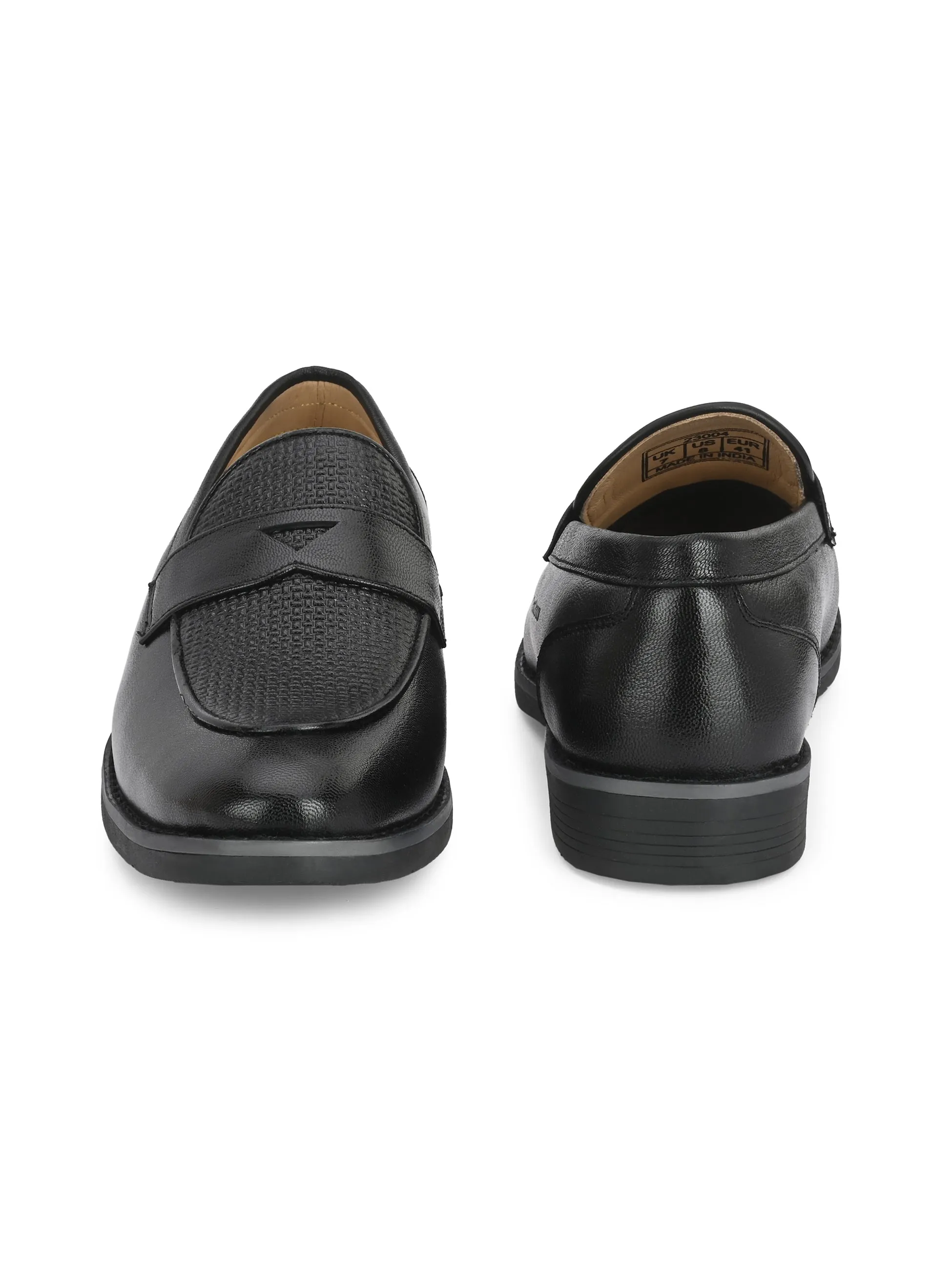 Men Black Almond-Toe Penny Loafers