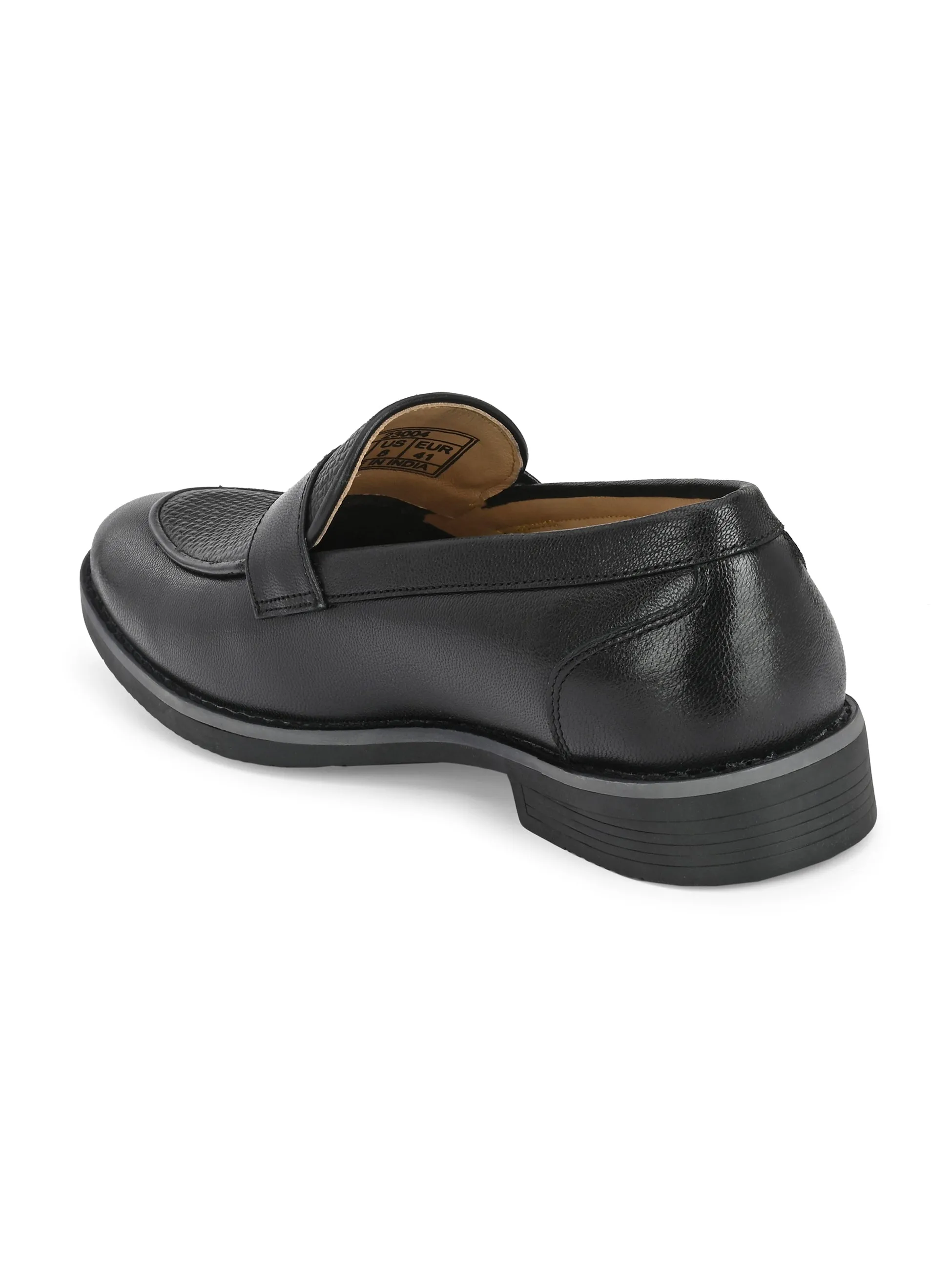 Men Black Almond-Toe Penny Loafers