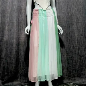 NWT Chelsea &amp; Theodore Pastel Pink Combo Chiffon Maxi Skirt W/ Side Tassel S/M
