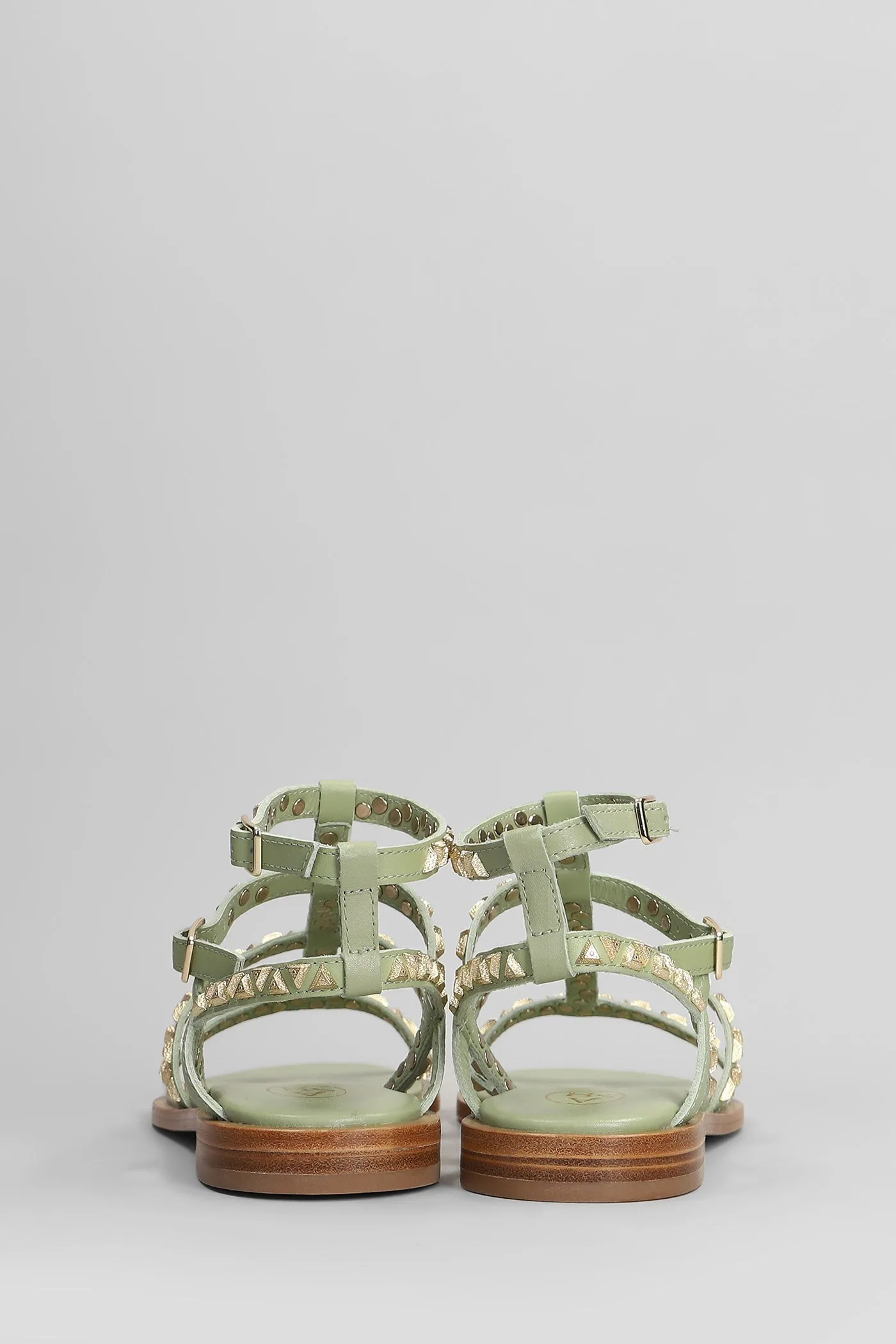 Pandora Flats in green leather