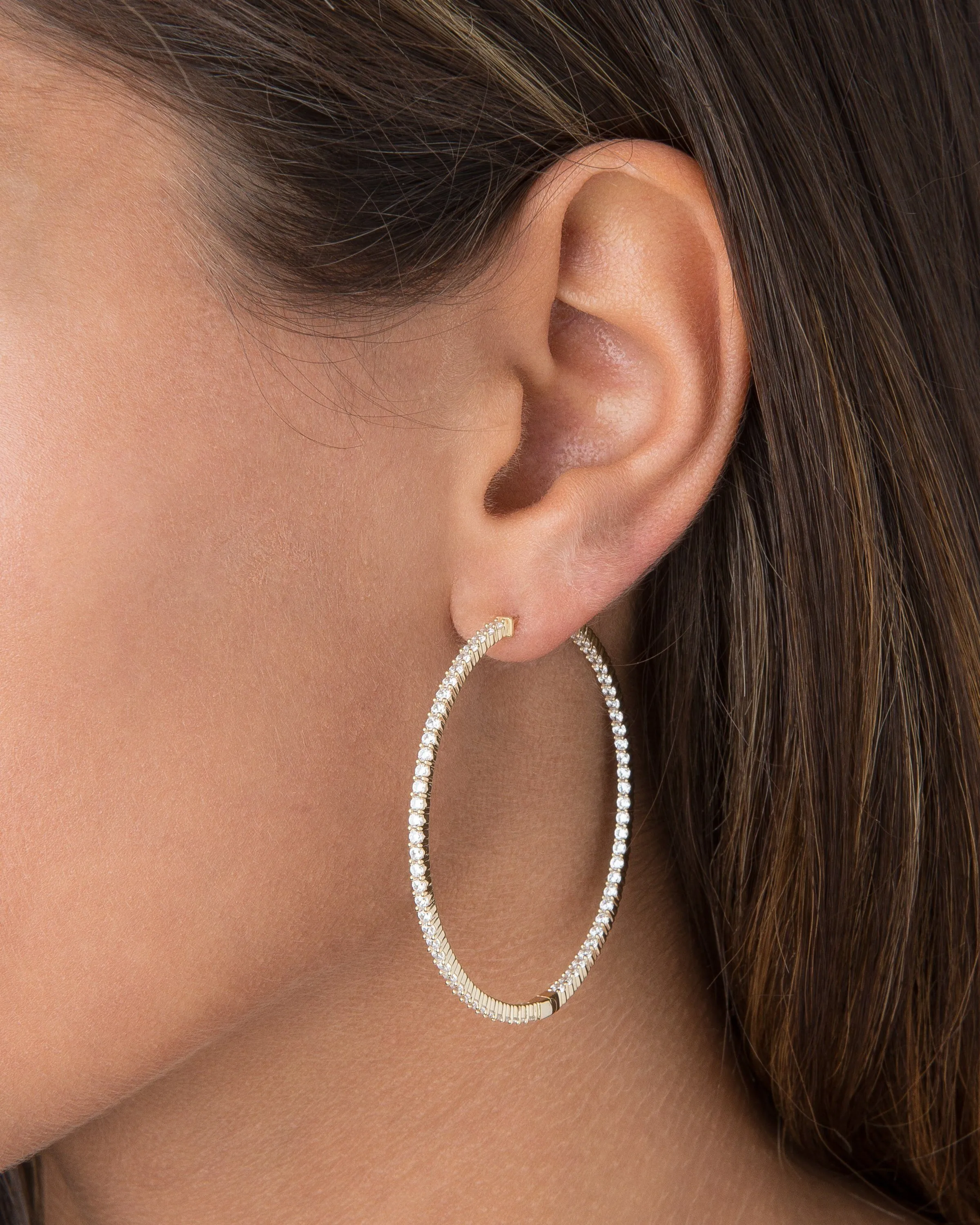 Pavé Thin Hoop Earring