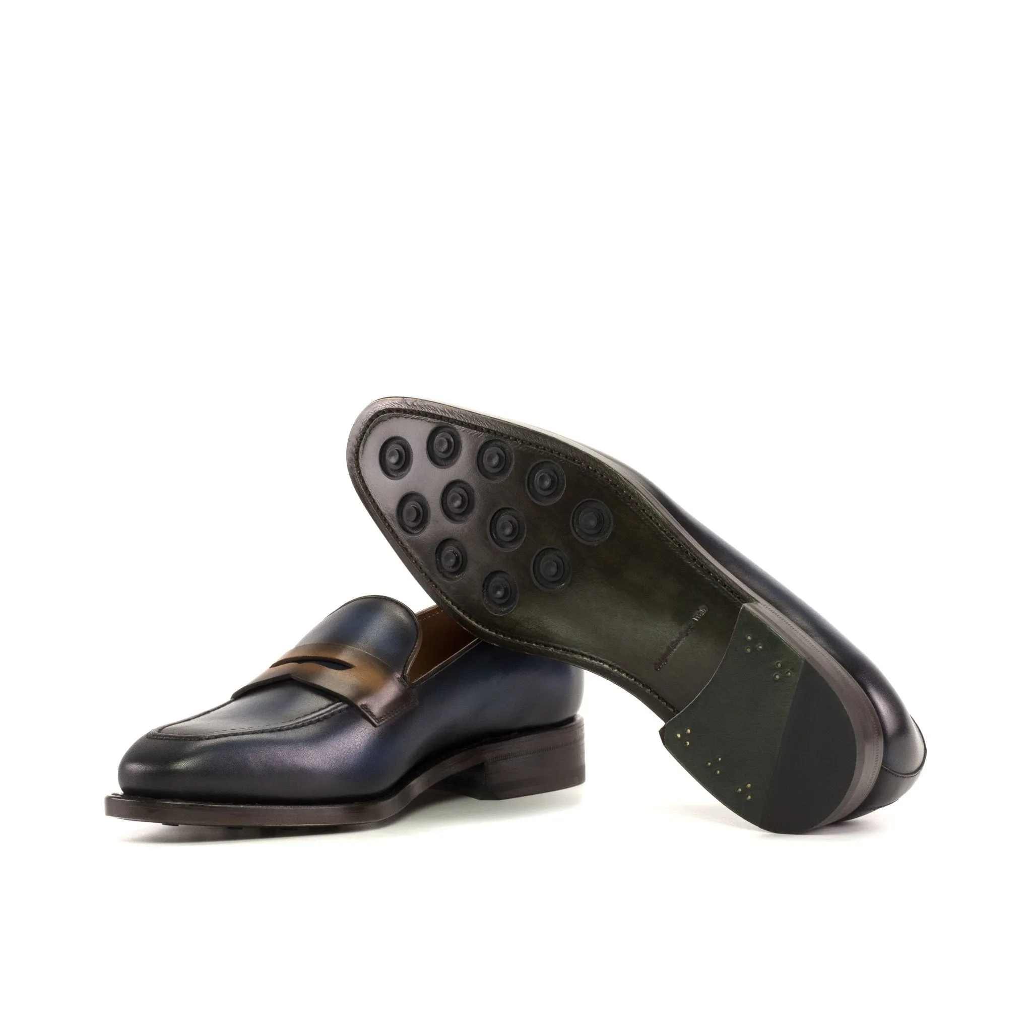 Penny Loafer in Cognac and Navy Calf
