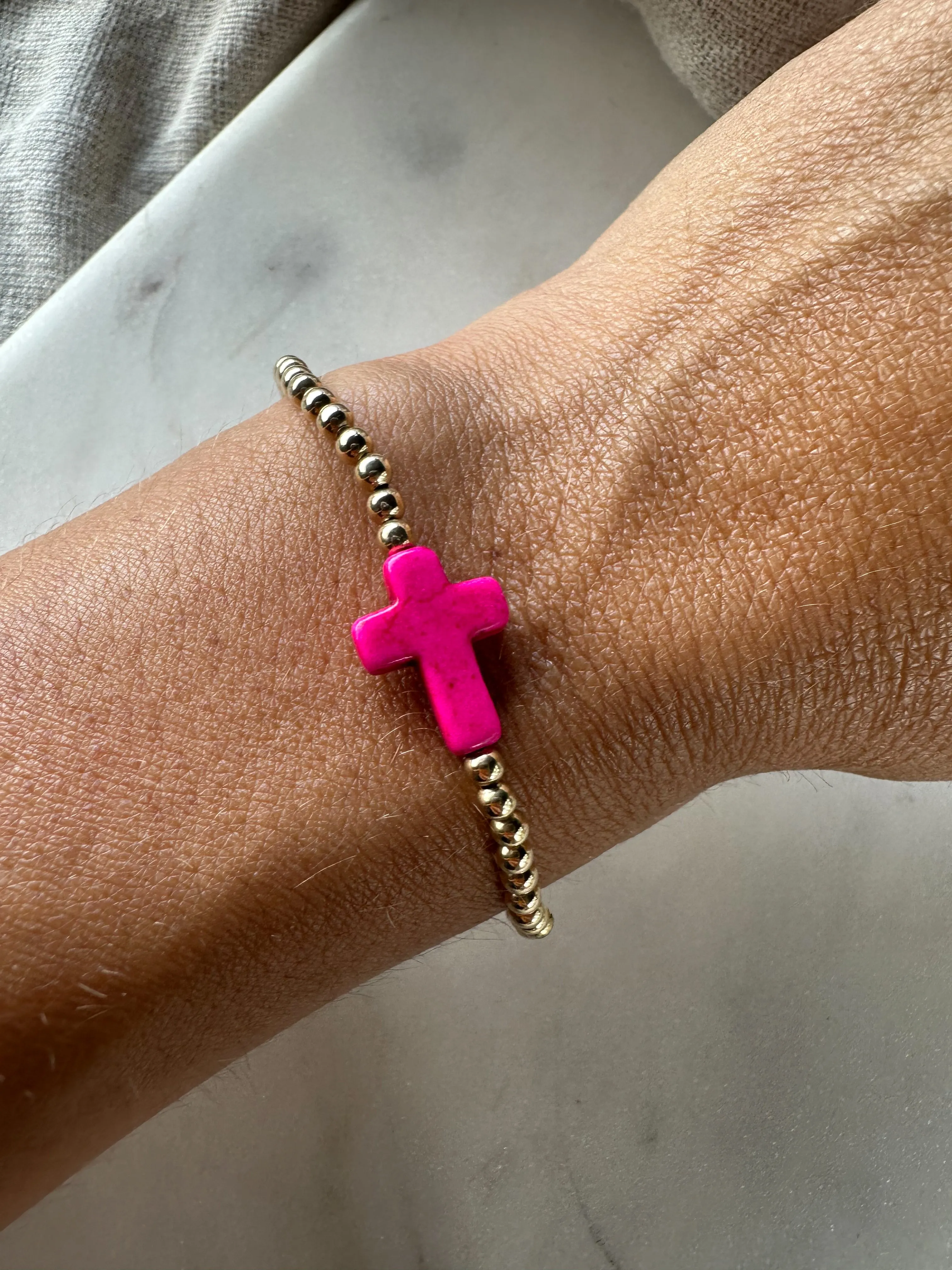 Pink Cross Bracelet