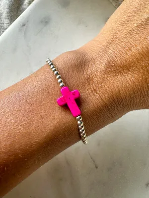 Pink Cross Bracelet