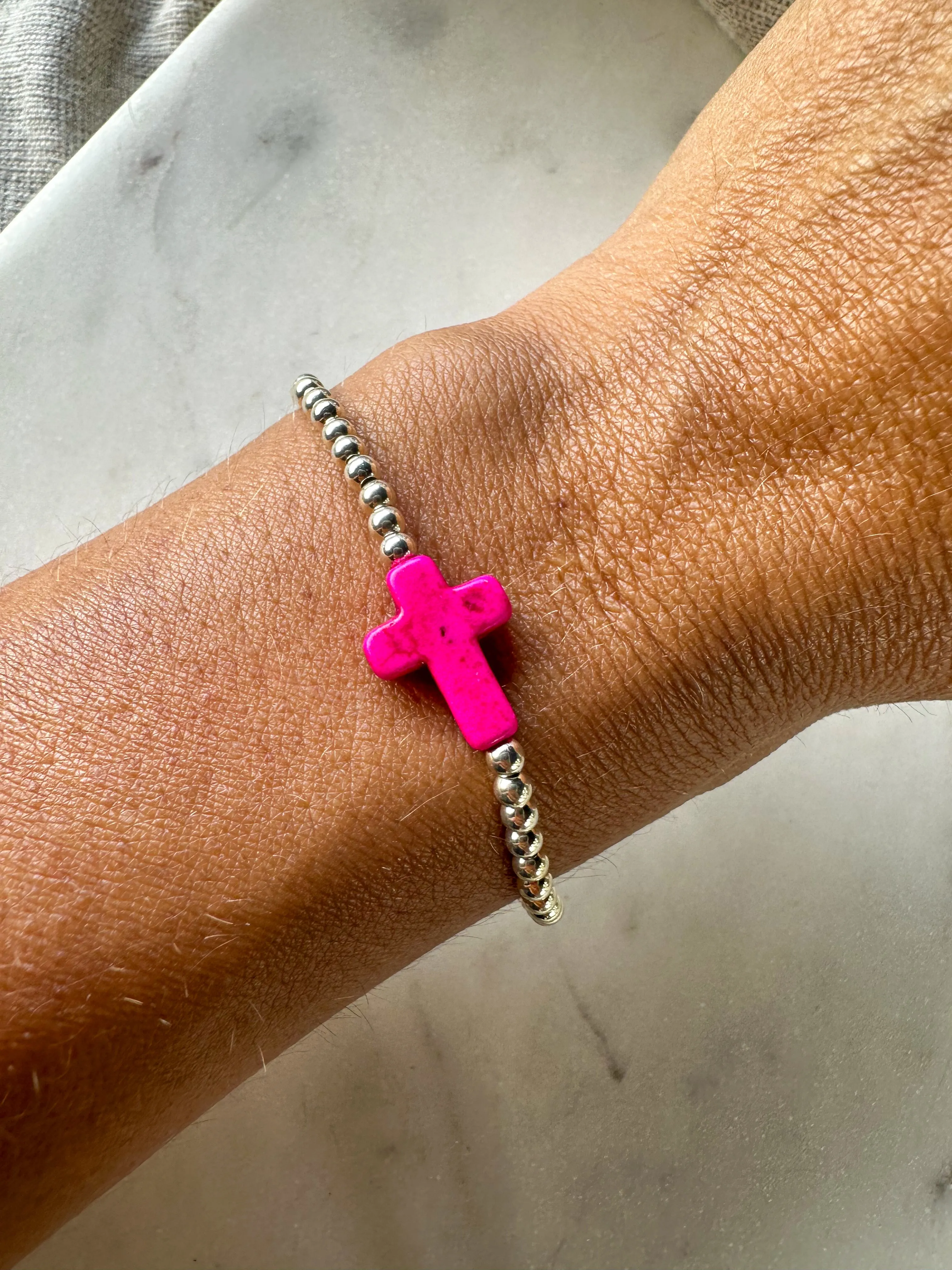 Pink Cross Bracelet