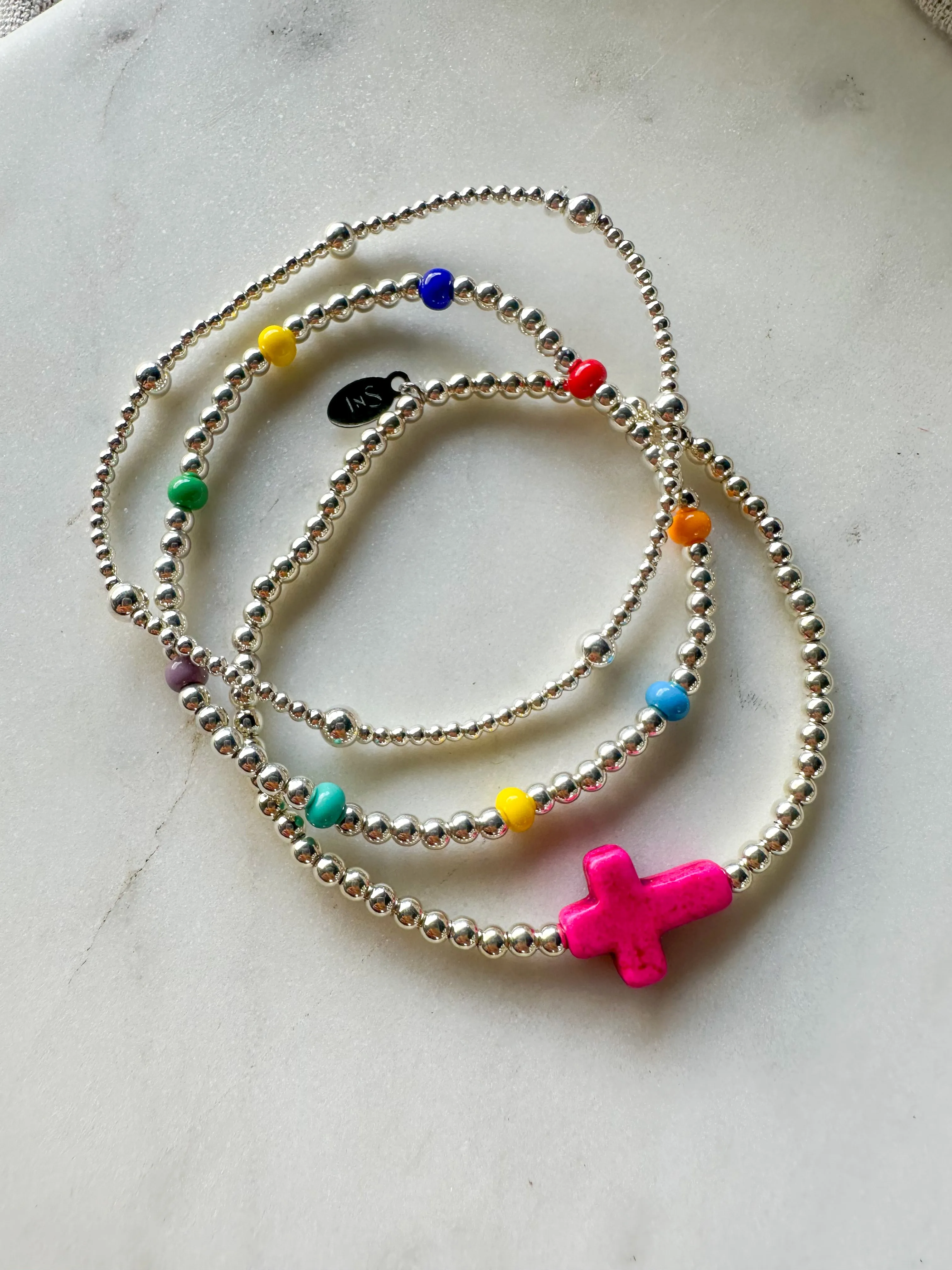 Pink Cross Bracelet