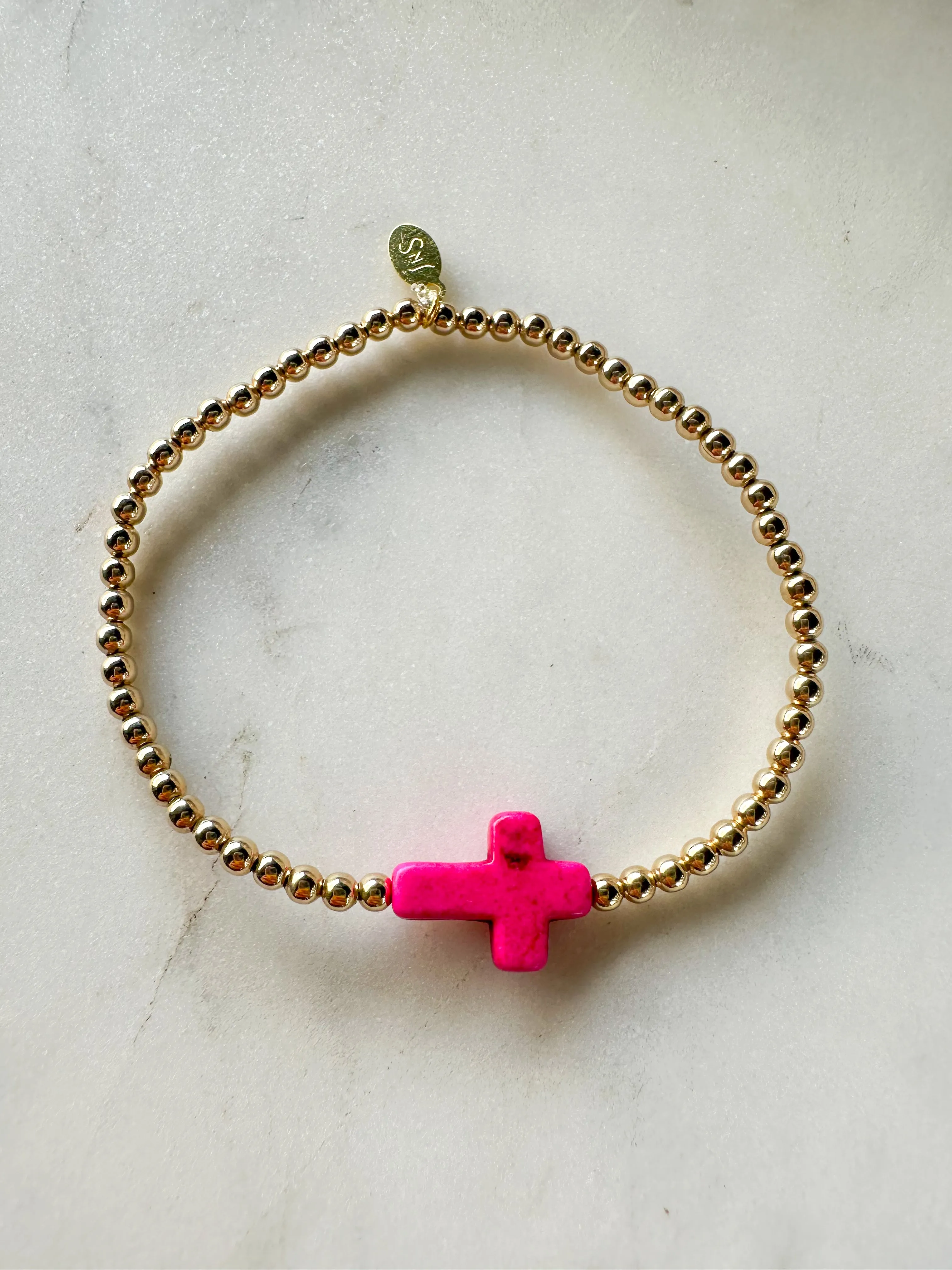 Pink Cross Bracelet
