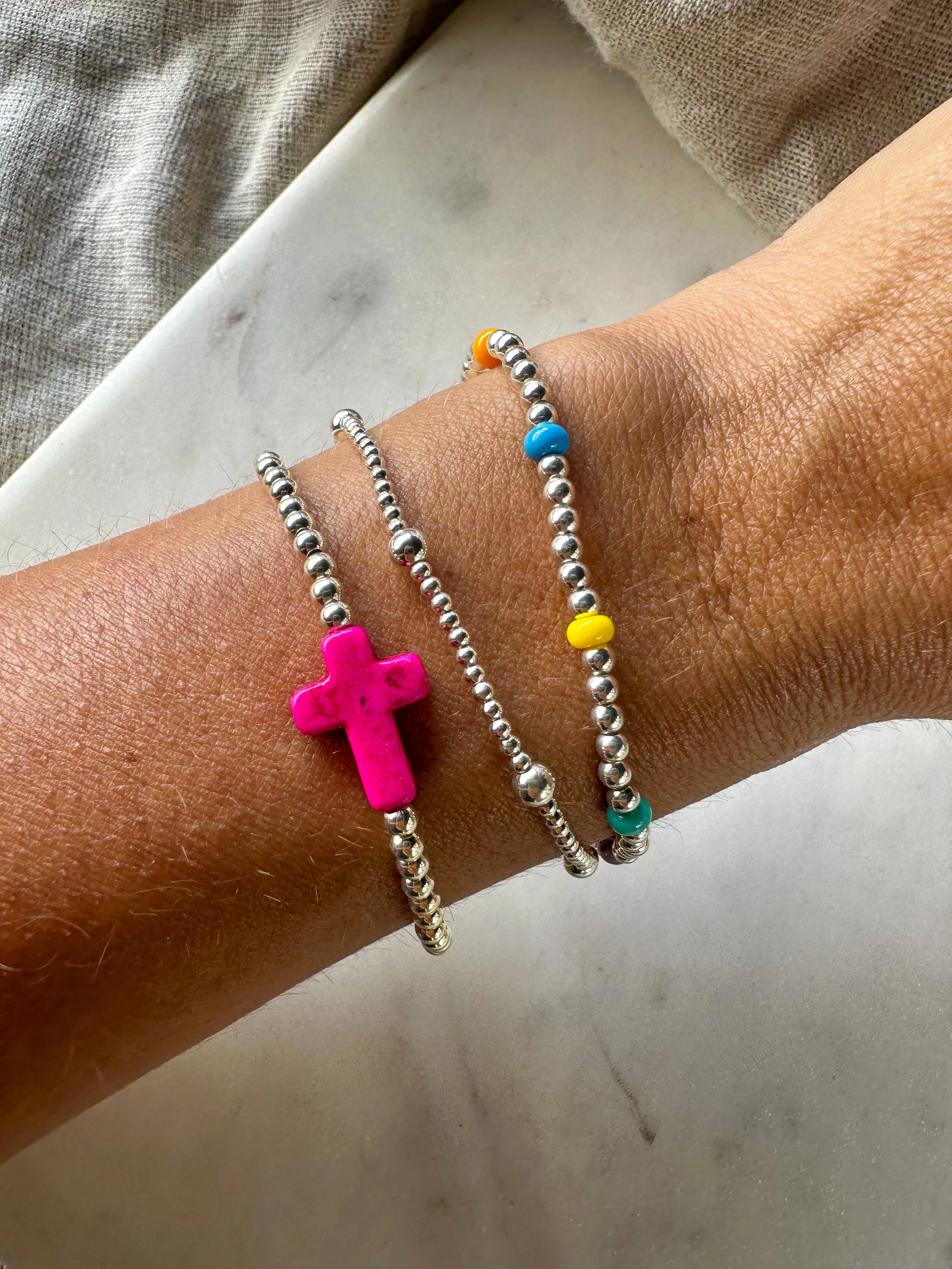 Pink Cross Bracelet