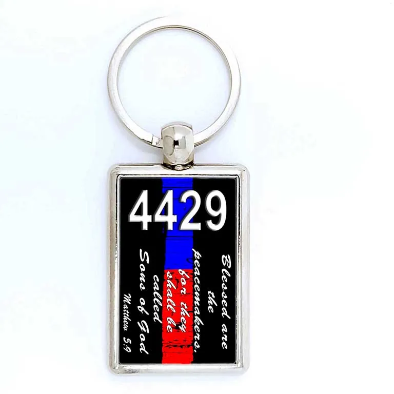 Police Thin Blue Line Rectangle Keychain