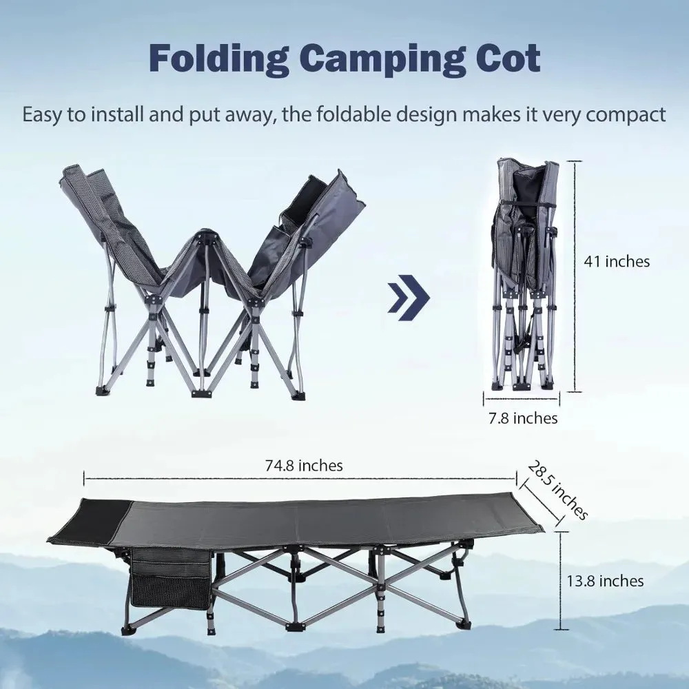 Portable Camping Cot with Mattress Flat Sleeping Design for Adults Foldable Outdoor Bed for Comfortable Campsite Rest