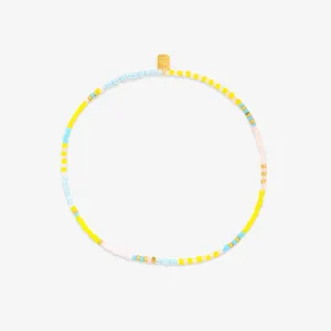 Pura Vida Mixed Seed Bead Silver Stretch Anklet ~ Sunset Beach