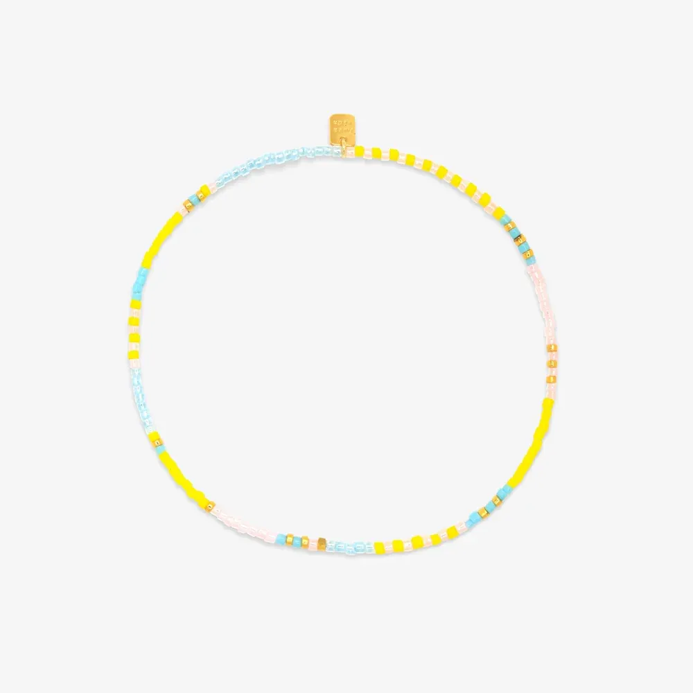 Pura Vida Mixed Seed Bead Silver Stretch Anklet ~ Sunset Beach