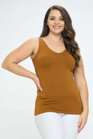 Reversible Seamless Tank in Caramel - Curvy