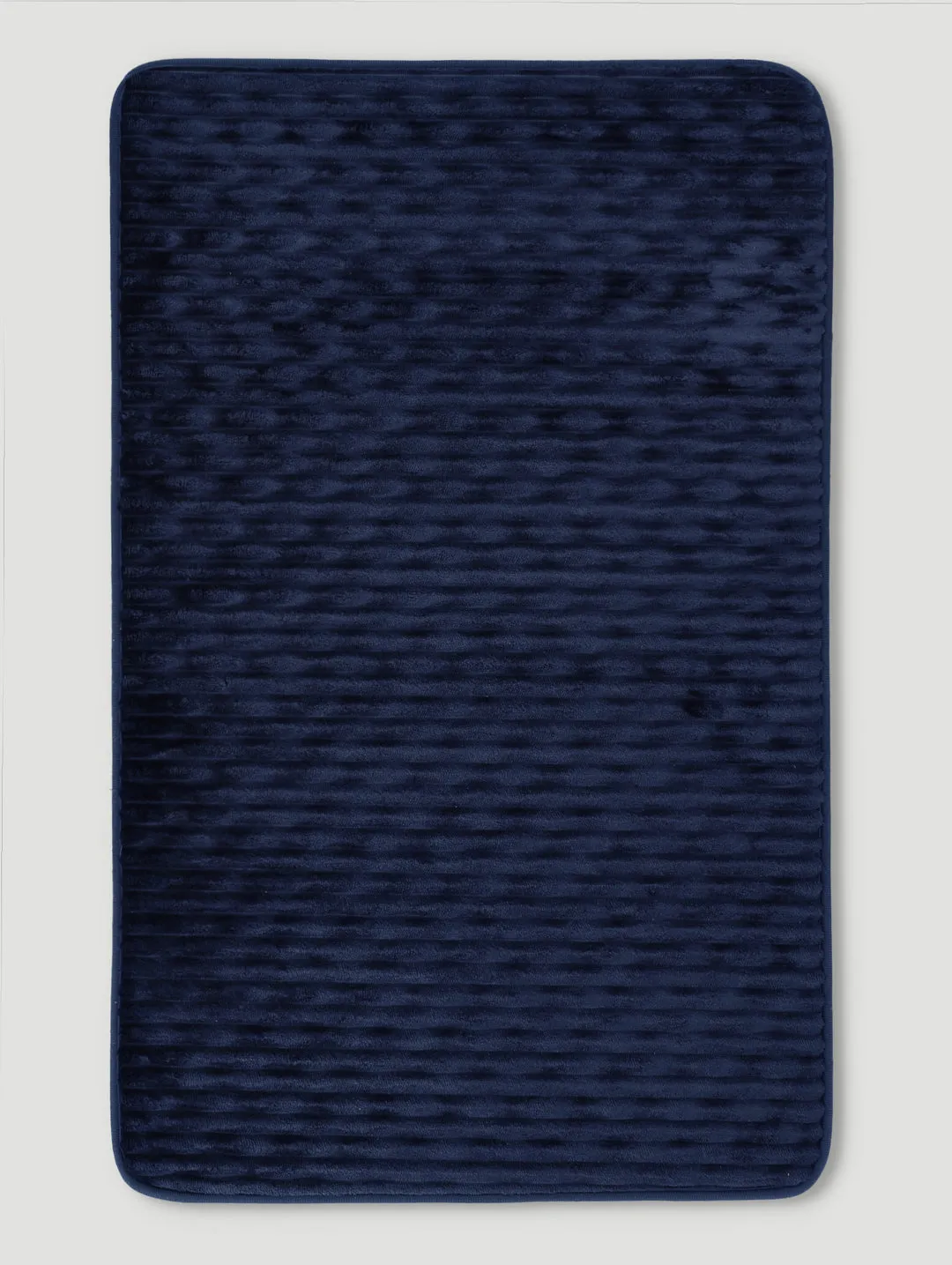 Rib Wave Textured Memory Foam Bath Mat - Navy