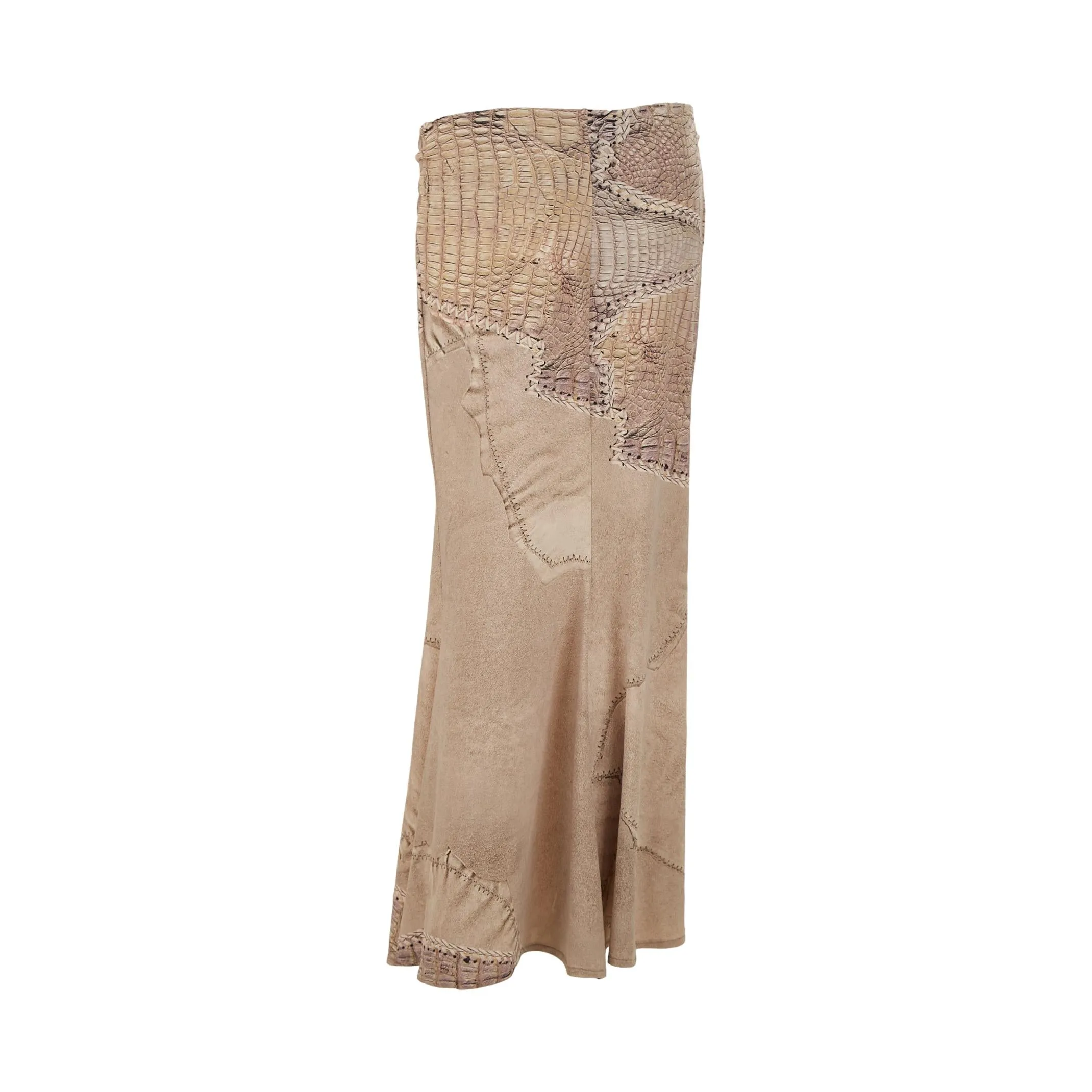 Roberto Cavalli Grey Snakeskin Print Skirt