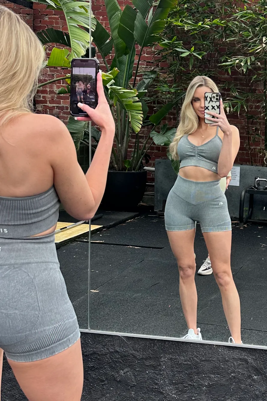 Ruby Rib Thin Strap Sports Bra Grey