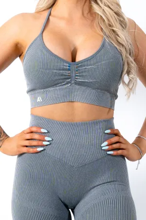 Ruby Rib Thin Strap Sports Bra Grey