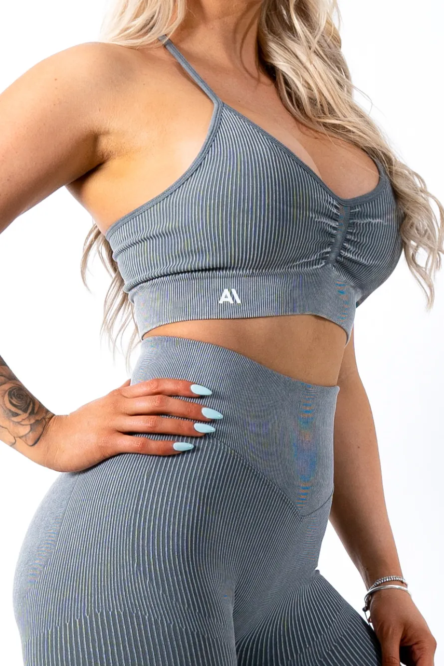 Ruby Rib Thin Strap Sports Bra Grey