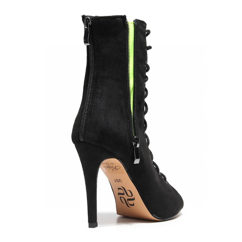 Rude Boy - Neon Yellow Lycra - Suede Sole - Dance Floor Only
