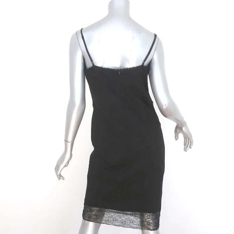 Sanctuary Slip Dress Black Lace-Trimmed Stretch Ponte Size Large NEW