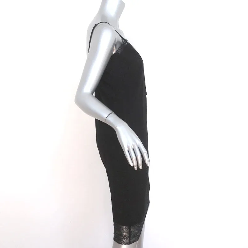 Sanctuary Slip Dress Black Lace-Trimmed Stretch Ponte Size Large NEW