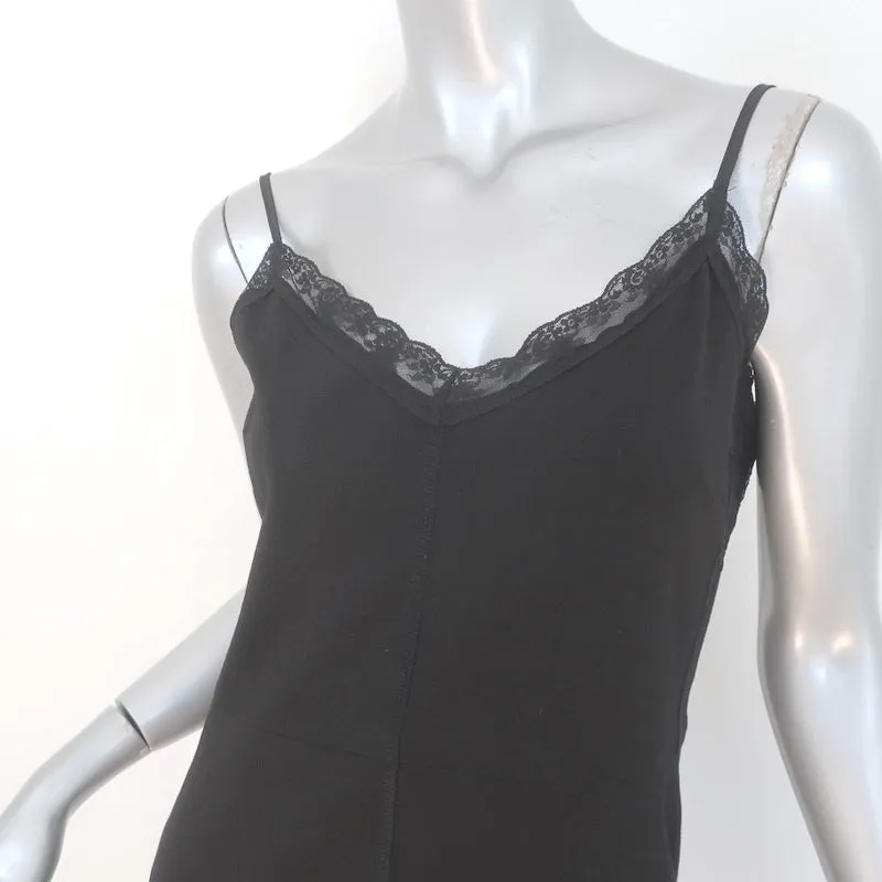 Sanctuary Slip Dress Black Lace-Trimmed Stretch Ponte Size Large NEW