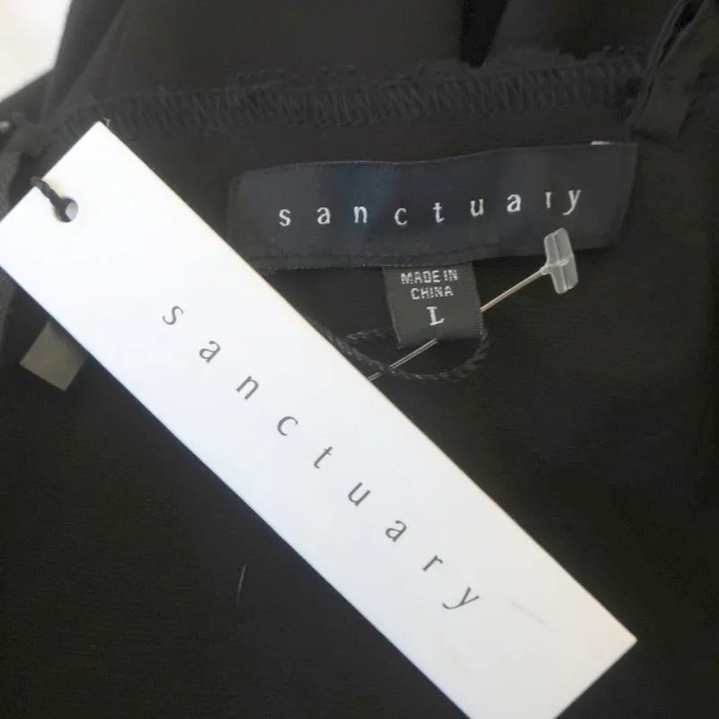 Sanctuary Slip Dress Black Lace-Trimmed Stretch Ponte Size Large NEW