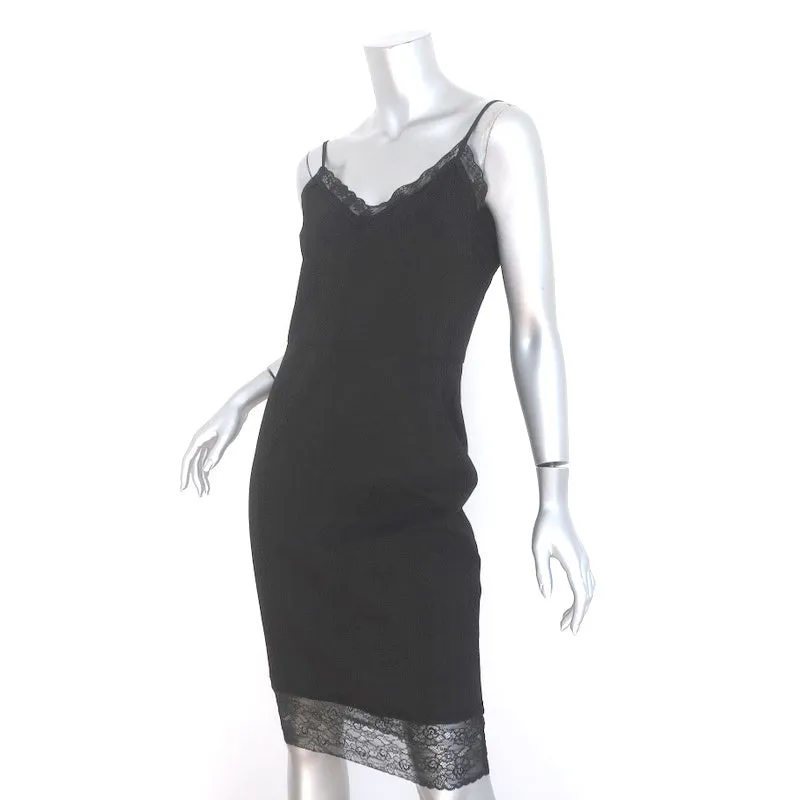 Sanctuary Slip Dress Black Lace-Trimmed Stretch Ponte Size Large NEW