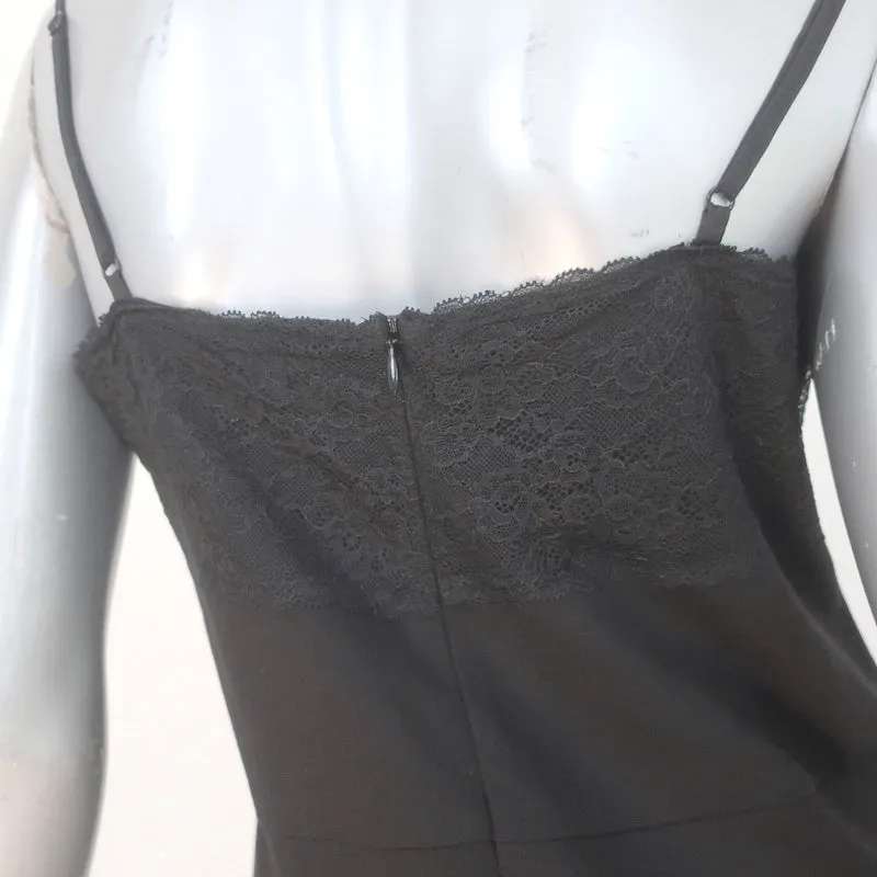 Sanctuary Slip Dress Black Lace-Trimmed Stretch Ponte Size Large NEW