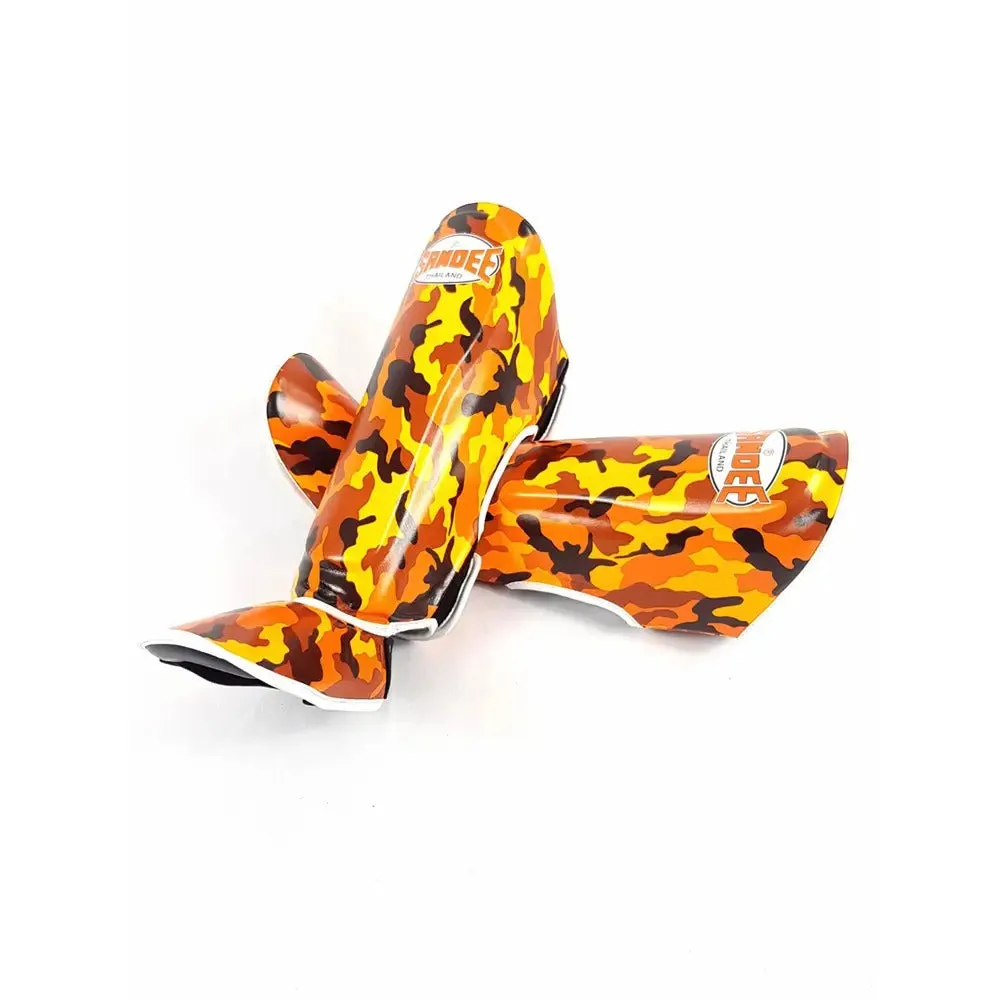 Sandee Kids Shin Guards Camo Orange