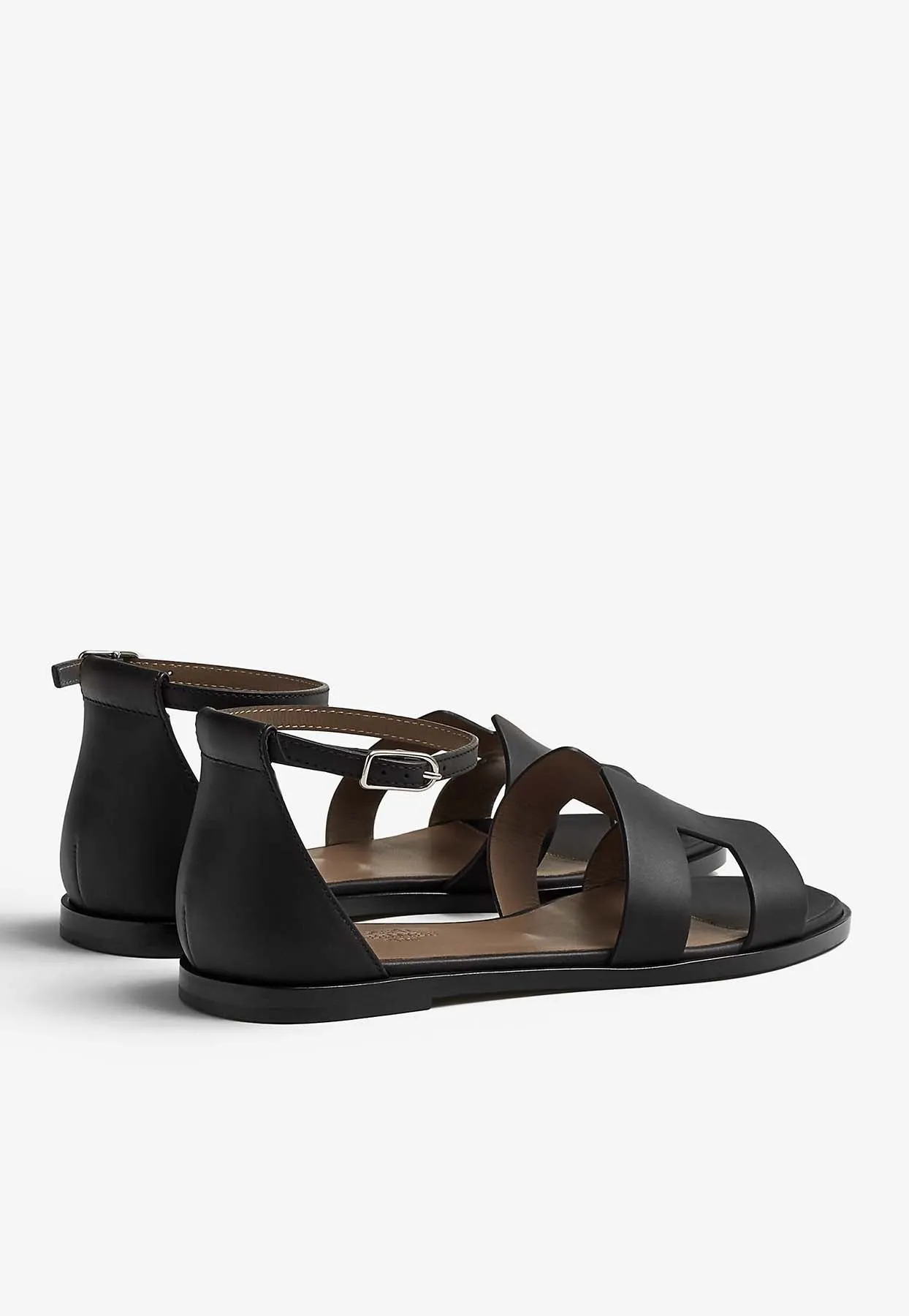 Santorini Sandals in Black Calfskin